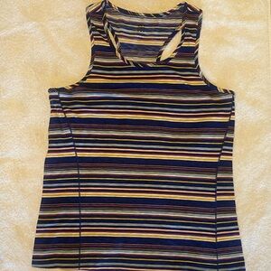 Title Nine Navy and Yellow Striped Racerback Tank
